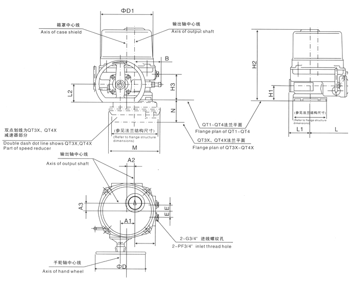 QT1~QT4(QT3X、QT4X)外形圖